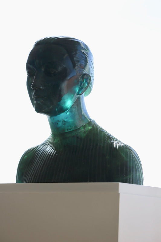 André Hupet, Life Size Clear Bust Sculpture, 1969, Resin