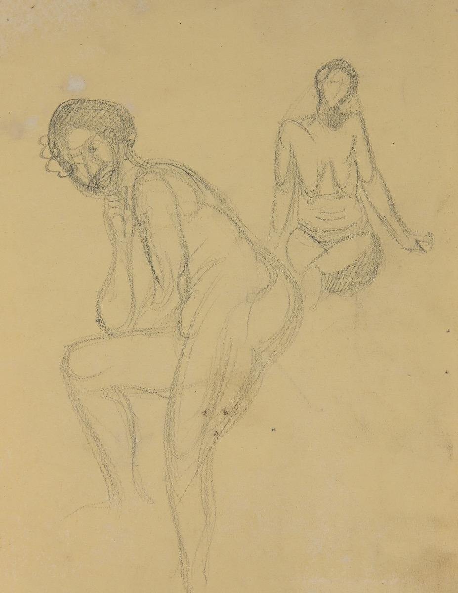 André Meaux Saint-Marc, Naked Woman, Original Pencil, 20th Century