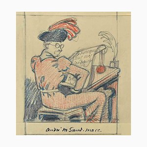 André Meaux Saint-Marc, Writer, Original Pencil Drawing, Early 20th Century-ZCI-1403434