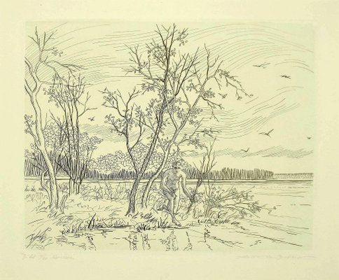 Andre Roland Brudieux, Narcisse, Etching, Mid-20th Century-ZCI-871678