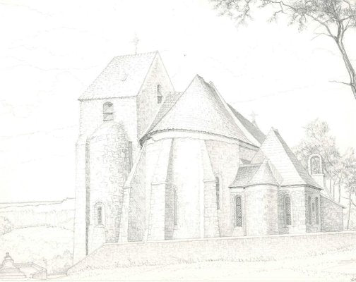 André Roland Brudieux, Rochefort-en-Yvelines, Pencil Drawing, 1960s-ZCI-871409