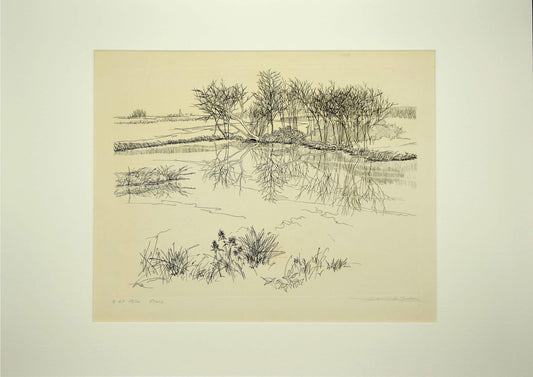 Andre Roland Brudieux, The Pond, Etching, Mid-20th Century