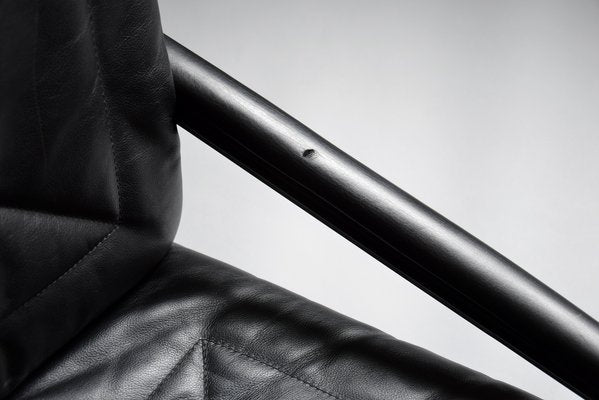 Andre Vanden Beuck Aluline Lounge Chair in Black Leather-IEI-985554