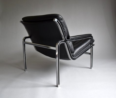 Andre Vanden Beuck Aluline Lounge Chair in Black Leather-IEI-985554