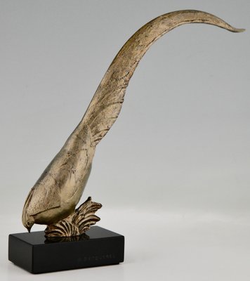 Andre Vincent Becquerel, Art Deco Pheasant, 1925, Bronze & Marble-KTN-1404506