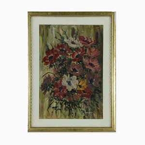 Andrea Capasso, Flowers, Oil on Board, 20th Century-ZCI-1788908