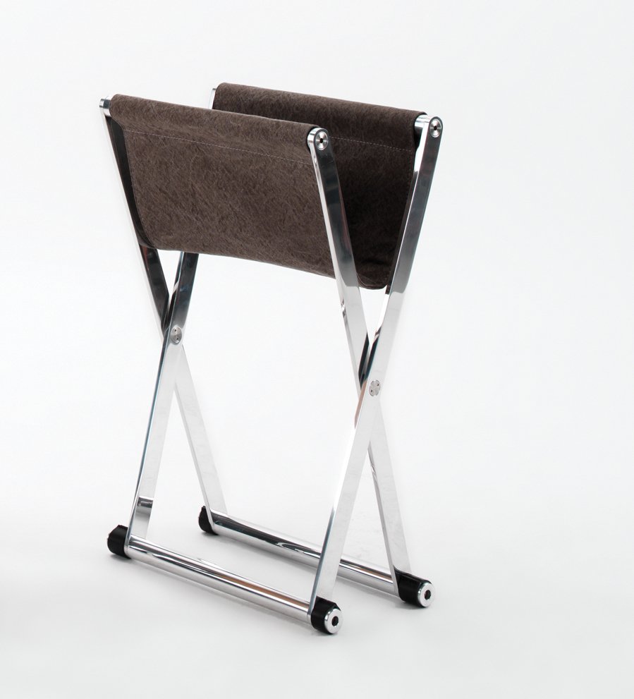 Andrea Foldable Stool In Leather By Enrico Tonucci , Tonucci Collection