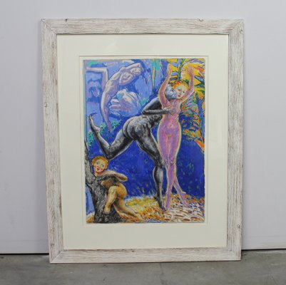 Andrés Barajas, Figures, 1990s, Oil Pastel on Paper-NE-1371880