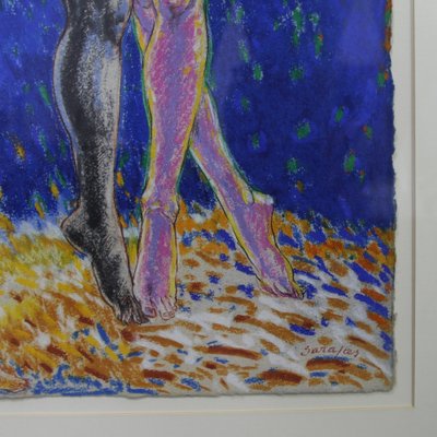 Andrés Barajas, Figures, 1990s, Oil Pastel on Paper-NE-1371880