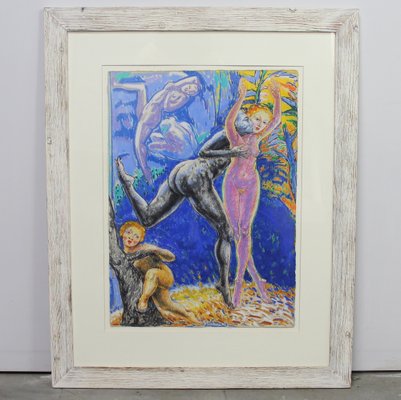 Andrés Barajas, Figures, 1990s, Oil Pastel on Paper-NE-1371880