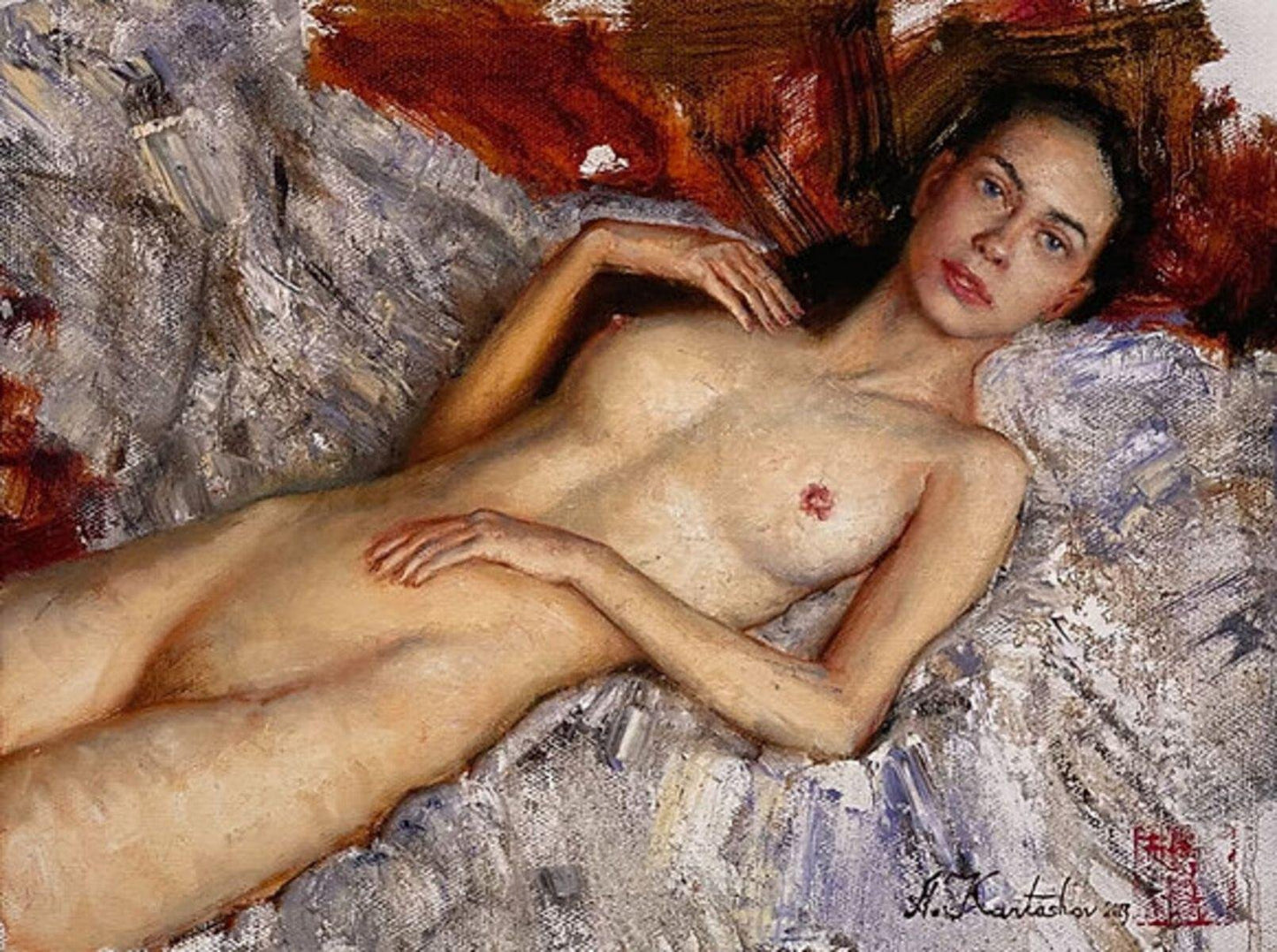 Andrey Kartashov, Blue Eyes Nude, 2023, Giclée Print on Canvas