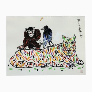 Andrzej Fogtt, Monkey & Tiger & Raven, 2019, Pastel & Paper-XHG-2016560