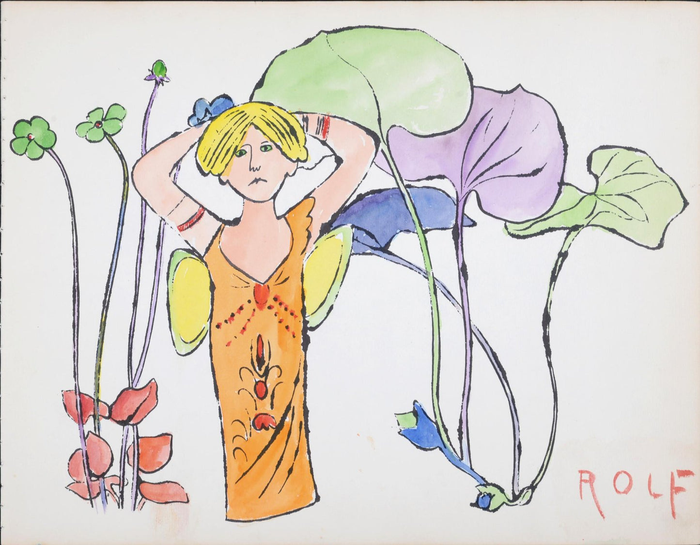 Andy Warhol, In the Bottom of My Garden (F), 1956, Hand-Colored Offset Lithograph