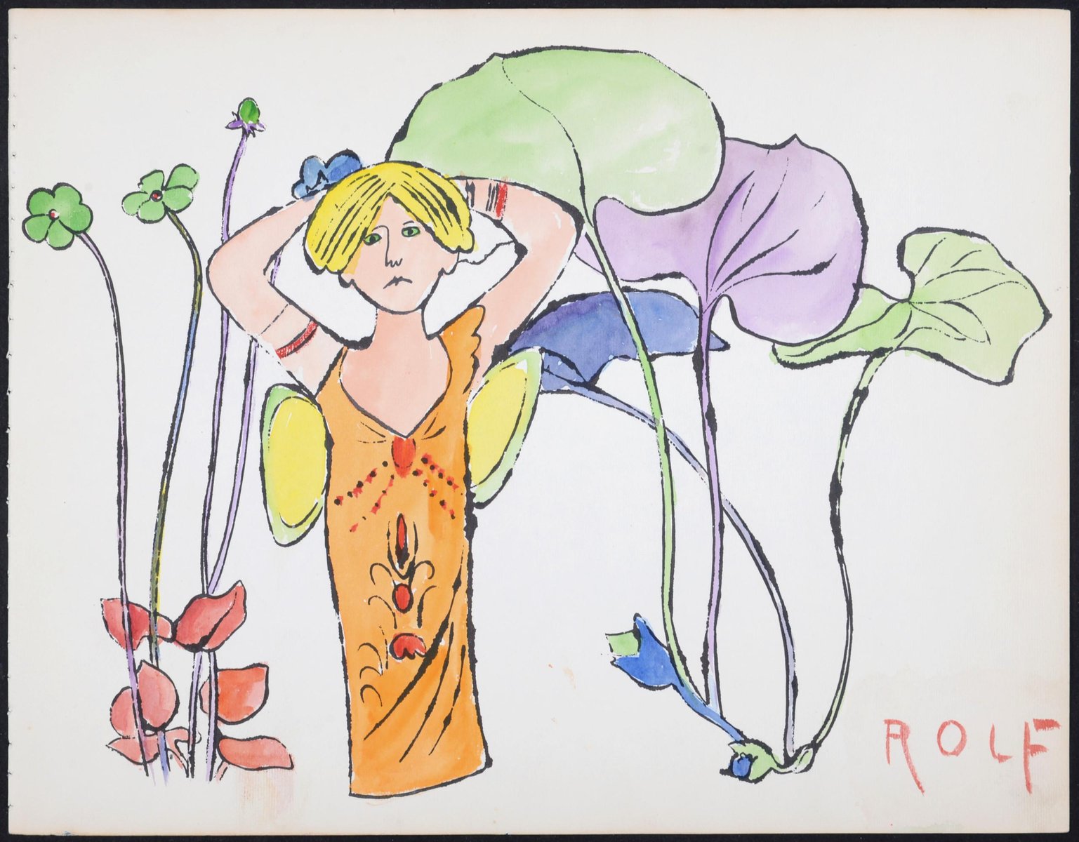 Andy Warhol, In the Bottom of My Garden (F), 1956, Hand-Colored Offset Lithograph