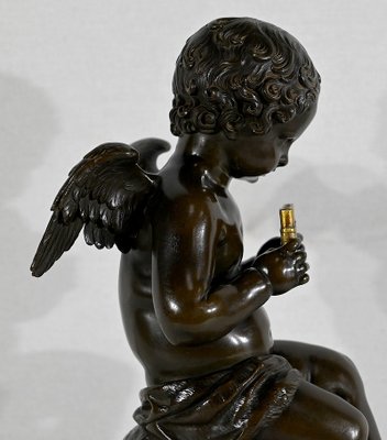 Angel with Flute, Late 19th Century, Bronze & Marble-RVK-1406188