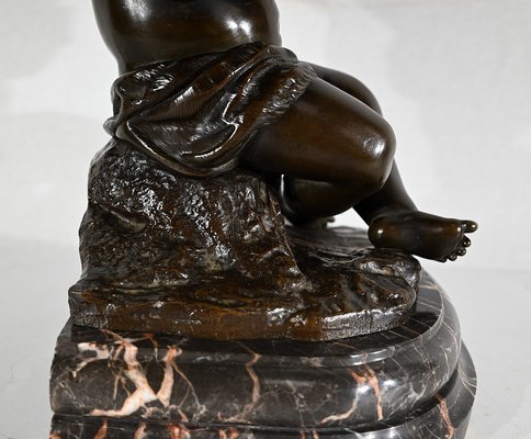 Angel with Flute, Late 19th Century, Bronze & Marble-RVK-1406188