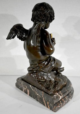 Angel with Flute, Late 19th Century, Bronze & Marble-RVK-1406188