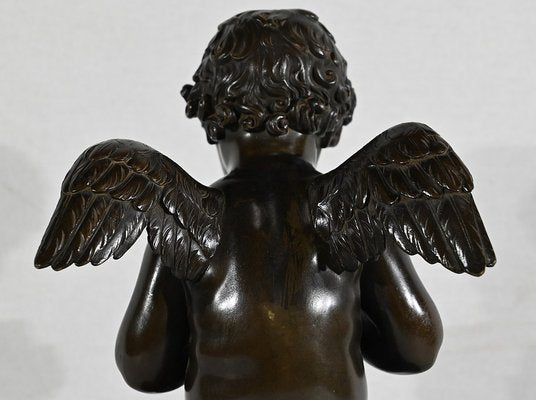 Angel with Flute, Late 19th Century, Bronze & Marble-RVK-1406188