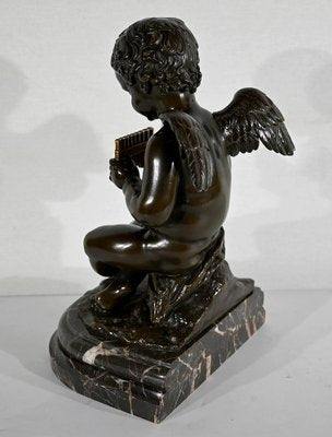 Angel with Flute, Late 19th Century, Bronze & Marble-RVK-1406188