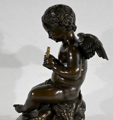 Angel with Flute, Late 19th Century, Bronze & Marble-RVK-1406188