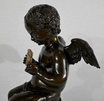 Angel with Flute, Late 19th Century, Bronze & Marble-RVK-1406188