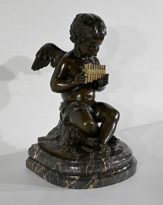 Angel with Flute, Late 19th Century, Bronze & Marble-RVK-1406188