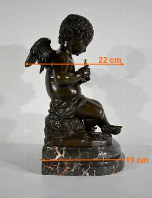 Angel with Flute, Late 19th Century, Bronze & Marble-RVK-1406188