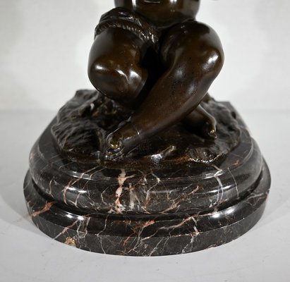 Angel with Flute, Late 19th Century, Bronze & Marble-RVK-1406188