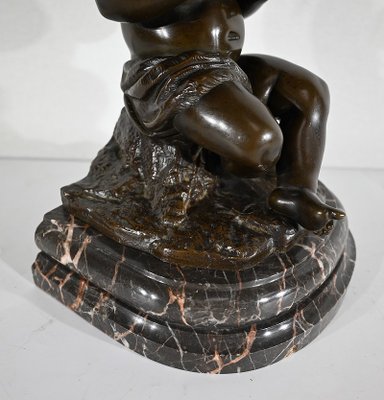 Angel with Flute, Late 19th Century, Bronze & Marble-RVK-1406188