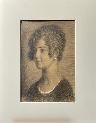 Angelo Dall'Oca Bianca, Portrait of a Woman, Pencil Drawing on Paper-MLN-1797471