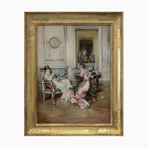 Angelo Granati, In the Parlor, Italy, Oil on Canvas, Framed-YUW-1299367