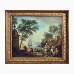 Angelo Granati, Mediterranean Harbor, Oil on Canvas, Framed-YUW-1297484