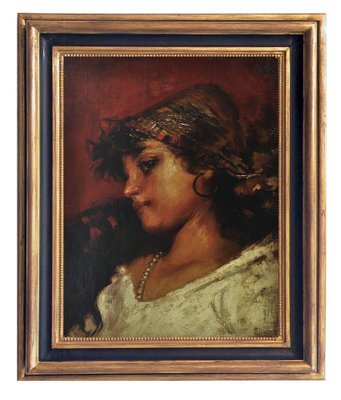 Angelo Granati, Neapolitan School, Country Girl, Italy, 2005, Oil on Canvas, Framed-YUW-1297464