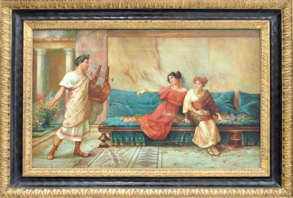 Angelo Granati, Pompeian Scene, Italy, Oil on Canvas, Framed-YUW-1299357