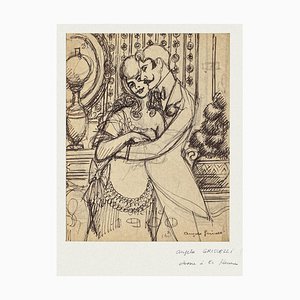 Angelo Griscelli, The Couple, Pencil and Ink, 20th Century-ZCI-792556