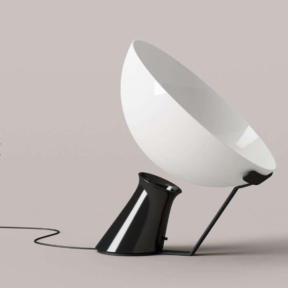 Angelo Mangiarotti 'Aida' Aluminium and Glass Table Lamp by Karakter