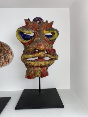 Angelo Méani (1906-1977), Art Brut Sculptures, 46cm, Painted Terracotta, Set of 3-NRK-2021770