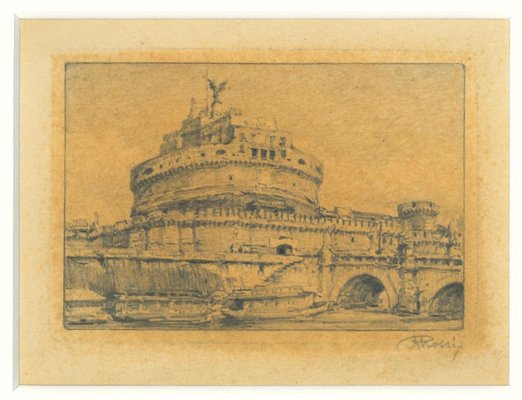 Angelo Rossi - Rome - Castel Sant'Angelo - Original Pencil by Angelo Rossi - 1930s-ZCI-809428