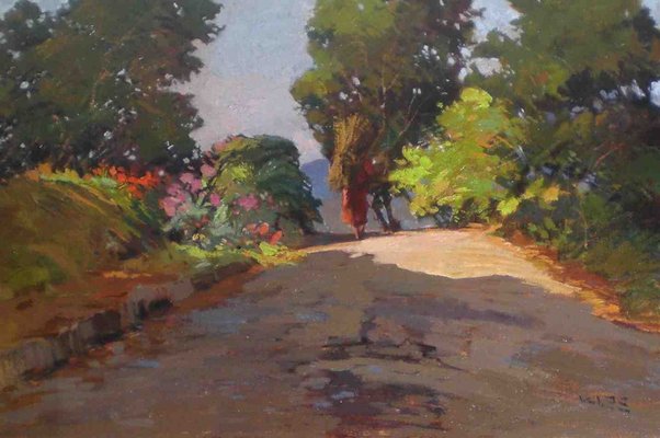 Angiolo Volpe, The Way, Oil on Canvas-KHH-1243718