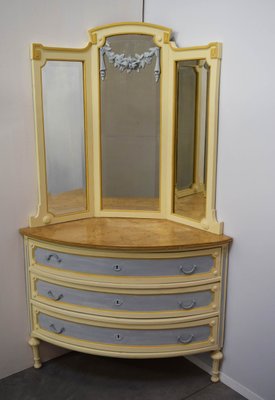 Angled Dresser with Lacquered Mirrors in Maple Wood, Italy, 1900s-WF-1088038