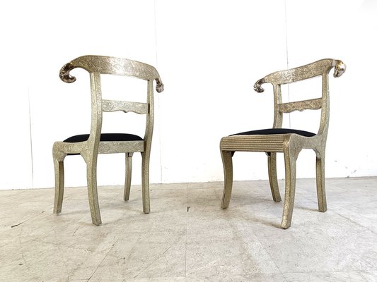 Anglo-Indian Silvered Dowry Chairs, 1950s, Set of 4-IRH-1733087