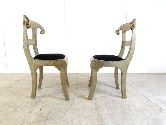 Anglo-Indian Silvered Dowry Chairs, 1950s, Set of 4-IRH-1733087