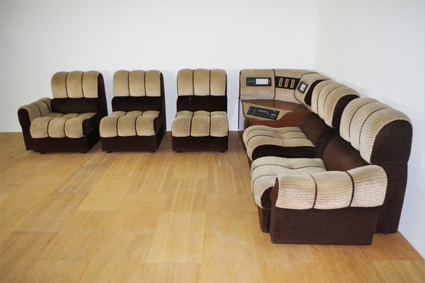 Angular Modular Sofa with Radio, 1970s, Set of 6-KNM-1261519