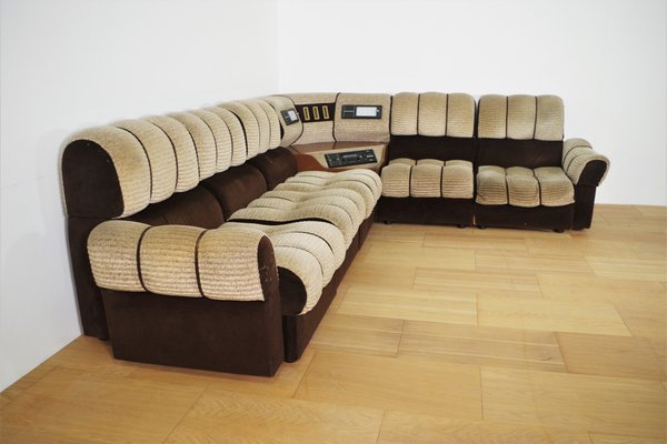 Angular Modular Sofa with Radio, 1970s, Set of 6-KNM-1261519