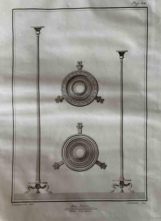 Aniello Cataneo, Oil Lamp, Etching, 18th Century