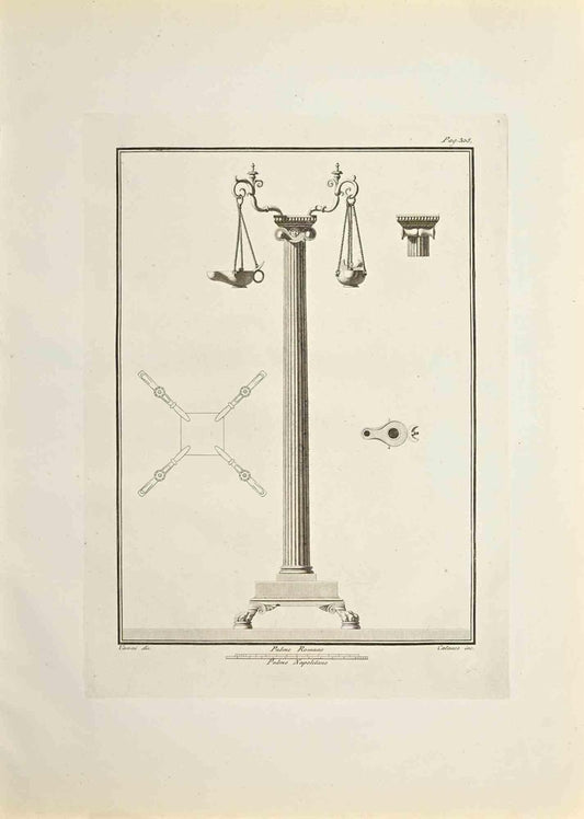 Aniello Cataneo, Oil Lamp, Etching, 18th Century