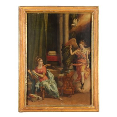 Annunciation, 19th Century, Oil Painting, Framed-VMM-1801484