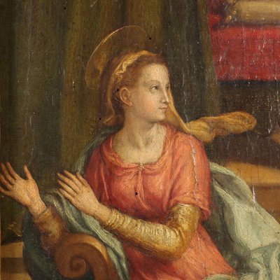 Annunciation, 19th Century, Oil Painting, Framed-VMM-1801484