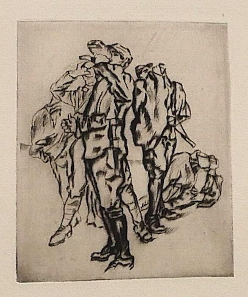 Anselmo Bucci, Le Front Italien, Etching on Paper, 1918