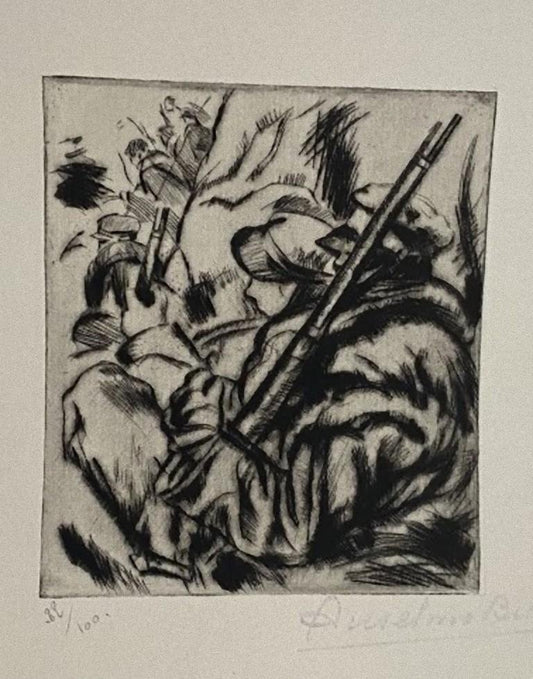 Anselmo Bucci, Military, 1917, Original Etching